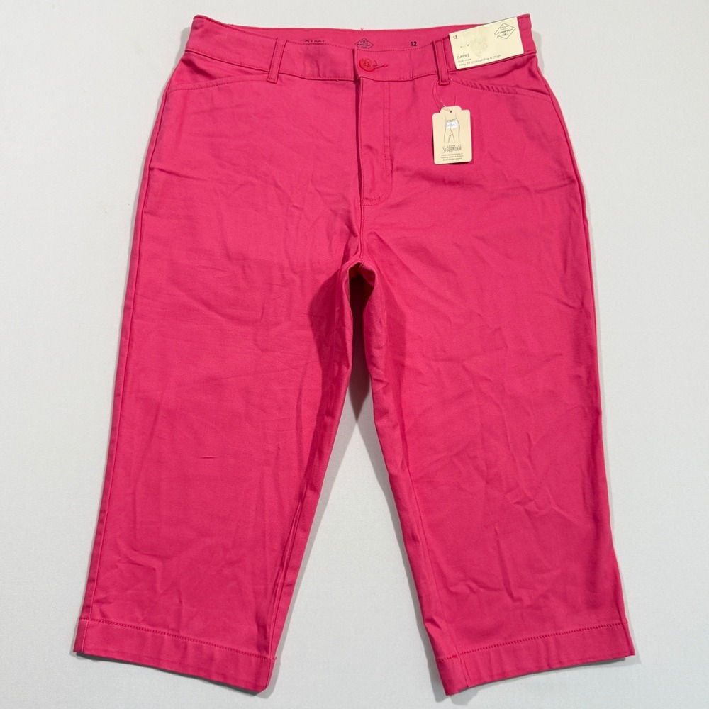 St. John's Bay Capri Pants Women's 12 Watermelon Red Secretly Slender Mid Rise